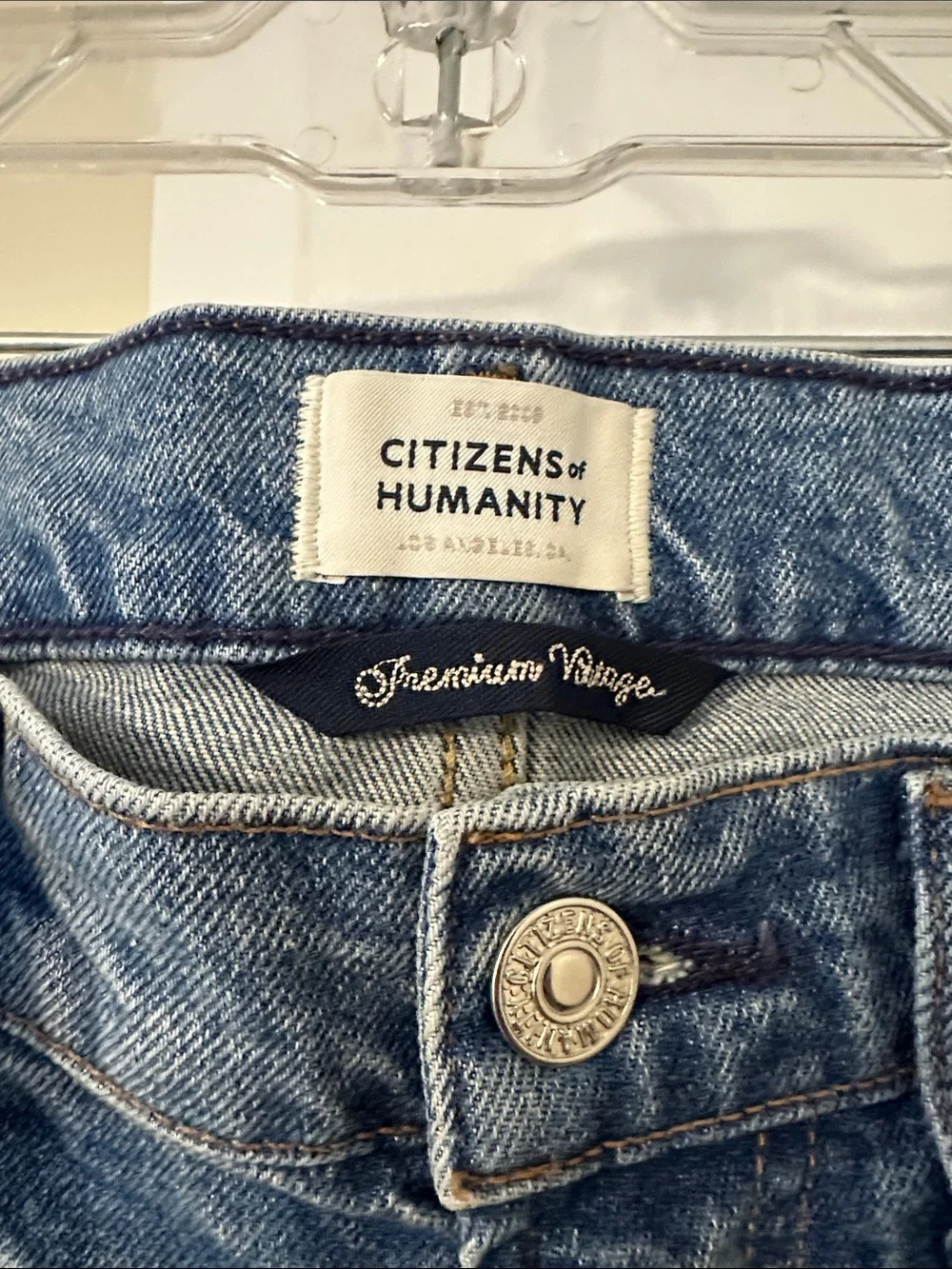 Citizens of Humanity Distressed Medium Blue Flare Jeans